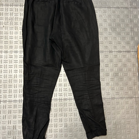 Athleta Cabo Linen Black Jogger Pants zippered pockets drawstring - Picture 7 of 11